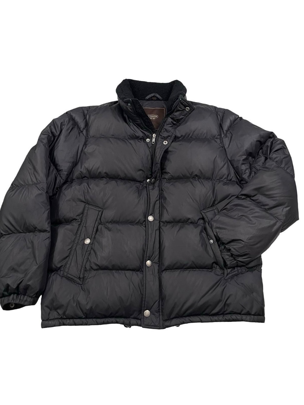 COACH Full-Zip Snap Buttons Size XL Puffer Jacket Fleece Collar (Retail $500+)